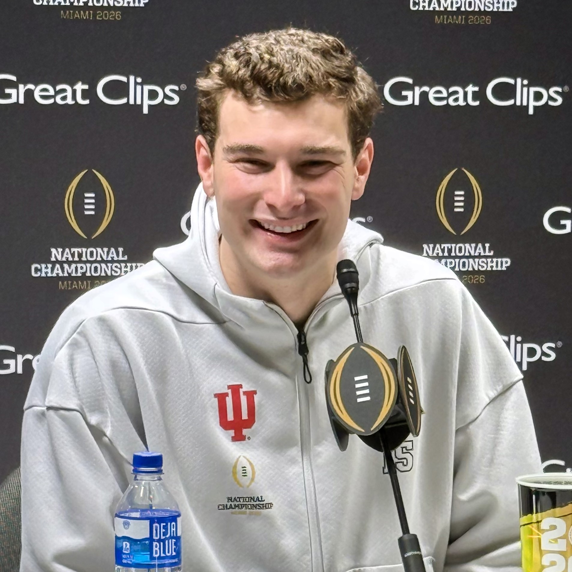 Fernando Mendoza at a 2026 College Football Playoff press conference