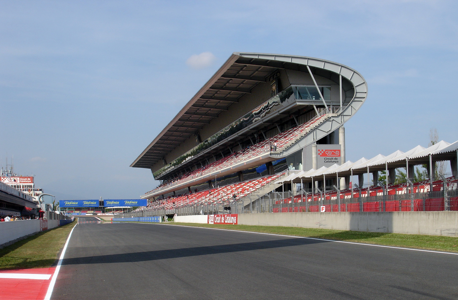 Main grandstand and start-finish straight at Circuit de Barcelona-Catalunya