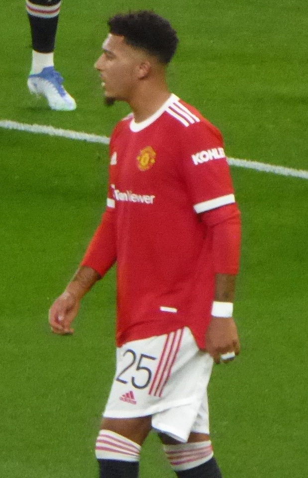 Jadon Sancho in Manchester United colors during a 2021 match